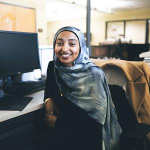 Huda Hagos working at the City of Allentown.