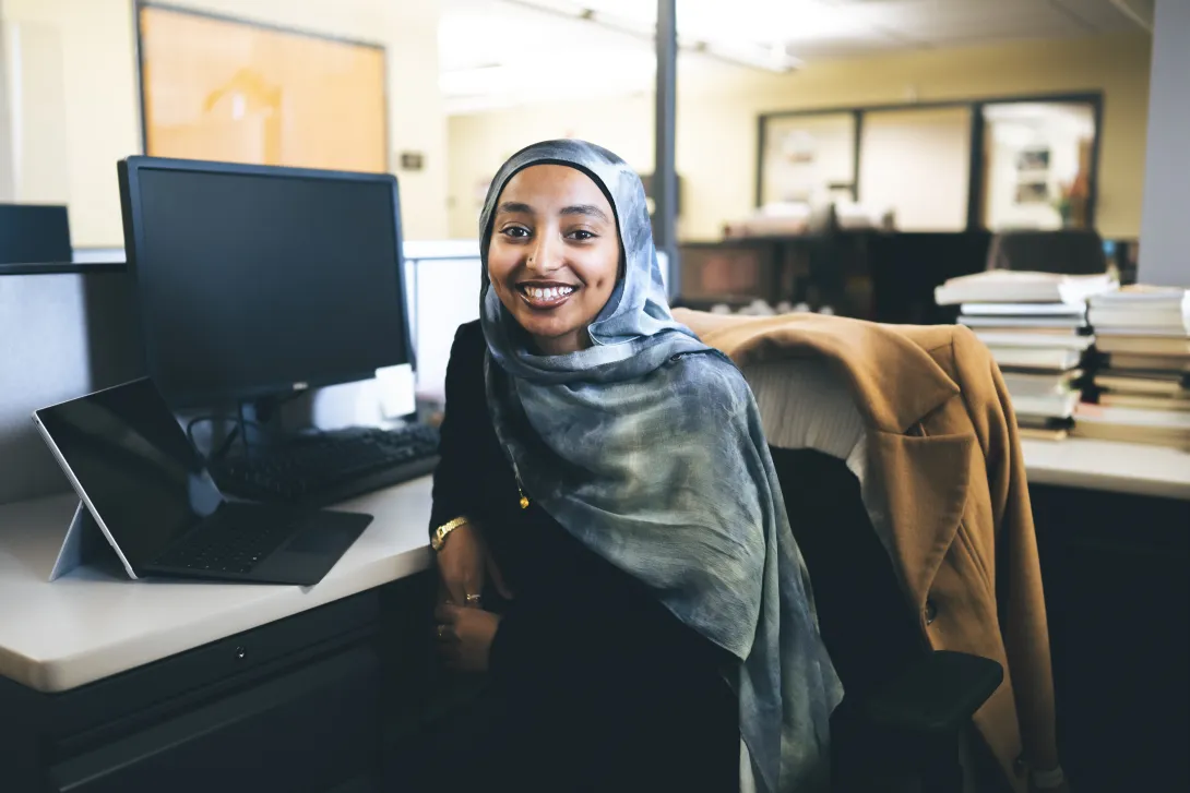 Huda Hagos working at the City of Allentown.